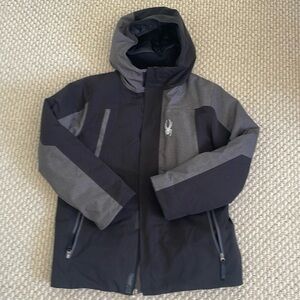 Spyder boys winter ski jacket size M 10/12 black and grey